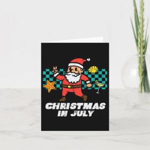 Christmas July Santa Peace Retro Groovy Xmas Men W Card