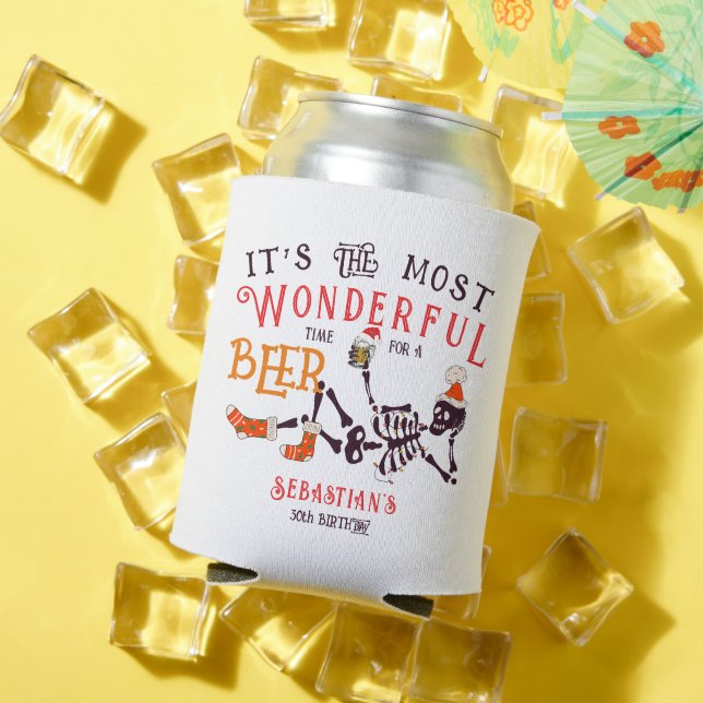 Christmas July Skeleton Summer Ween Beer Birthday Can Cooler (In Situ Summer)