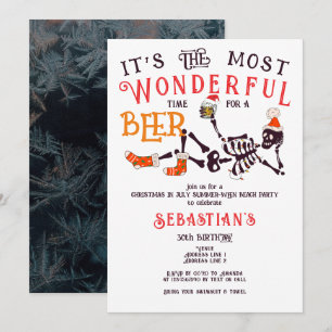 Christmas July Skeleton Summer Ween Beer Birthday Invitation