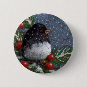 CHRISTMAS JUNCO 2 INCH ROUND BUTTON