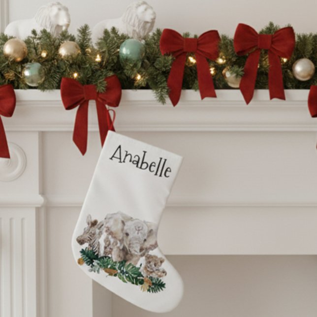 Christmas Jungle Safari Animal Elephant Name Small Christmas Stocking (Creator Uploaded)