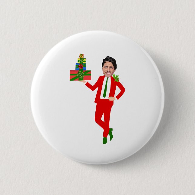 christmas justin trudeau 2 inch round button (Front)