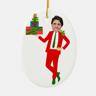 christmas justin trudeau ceramic ornament