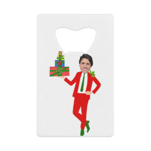 christmas justin trudeau credit card bottle opener