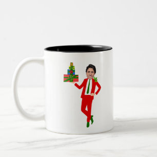 christmas justin trudeau Two-Tone coffee mug