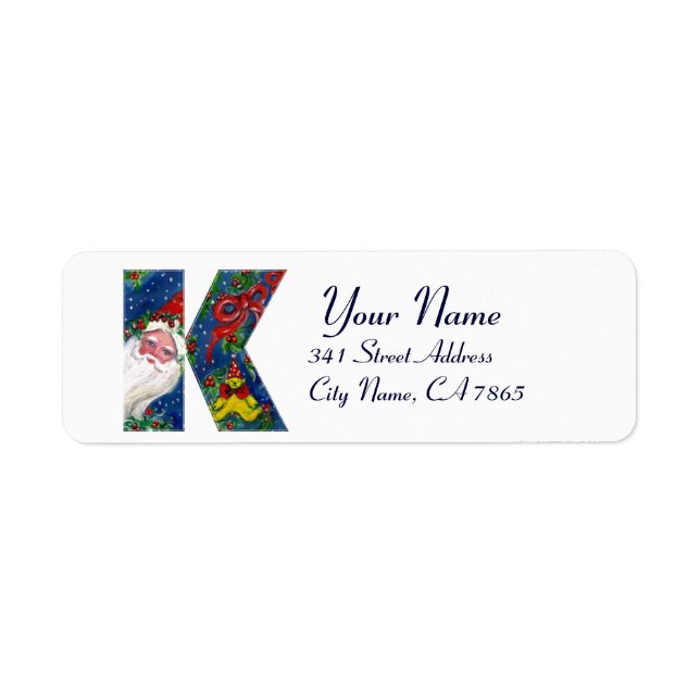 CHRISTMAS K LETTER / SANTA CLAUS WITH RED RIBBON (Front)