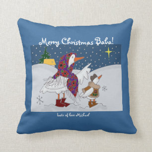 Christmas Kachka (Duck) Ukrainian Folk Art Throw Pillow