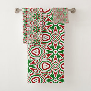 Christmas Kaleidoscope Pattern Bath Towel Set