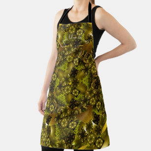 Christmas Kaleidoscope Sparkly Gold Green Hues Apron