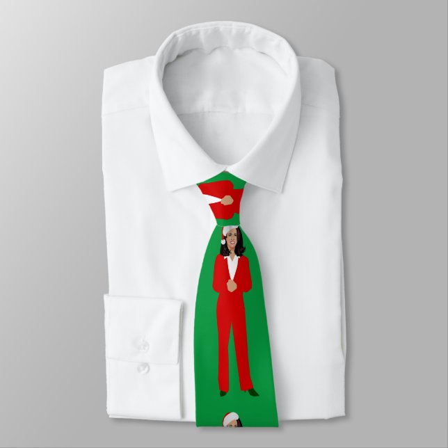 christmas kamala harris santa claus tie (Tied)