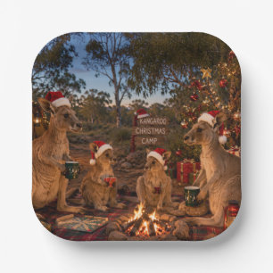 Christmas Kangaroo Camping Paper Plate