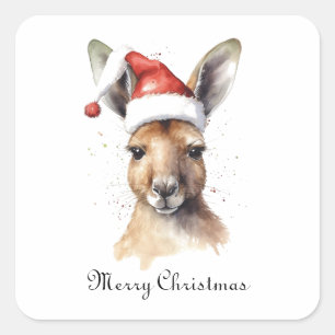 Christmas Kangaroo, customizable Square Sticker