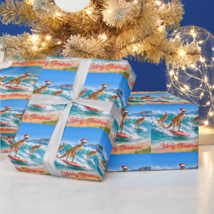 Christmas Kangaroo Surfing Bells Beach Wrapping Paper