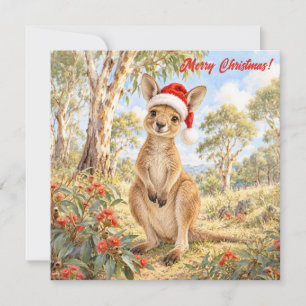 Christmas Kangaroo Wearing Santa Hat Gumtree Holiday Card