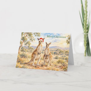 Christmas Kangaroo Wearing Santa Hat Gumtree Holiday Card
