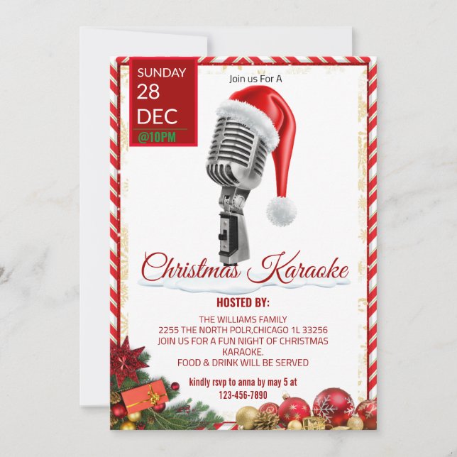 Christmas Karaoke Night invitation  (Front)