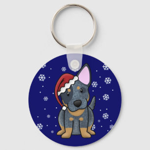 Christmas Kawaii Blue Heeler Keychain