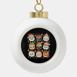 Christmas Kawaii Sushi Santa Japanese Food Xmas Ceramic Ball Christmas Ornament