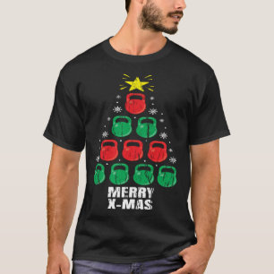 Christmas Kettlebells Tree Holiday  Workout T-Shirt
