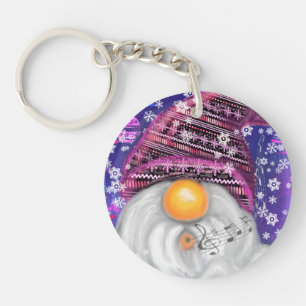 Christmas Keychain Gift Gnome In Purple Hat