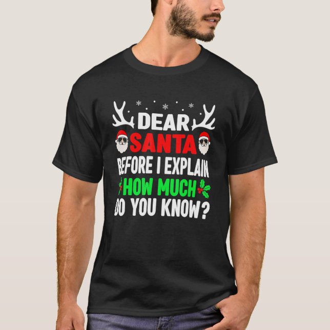 Christmas  Kids Adults Dear Santa I Can Explain T-Shirt (Front)