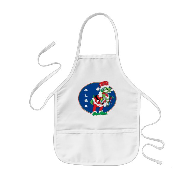 Christmas Kids Apron TySANTAsaurus Rex/Lights (Front)