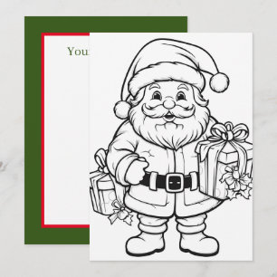 Christmas kids colouring Santa add text Holiday Card
