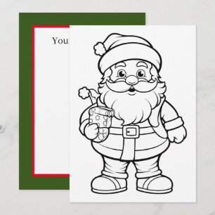 Christmas kids colouring Santa add text Holiday Card