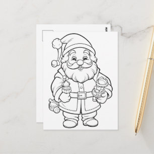 Christmas kids colouring Santa Postcard