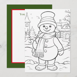 Christmas kids colouring snowman add text  holiday card