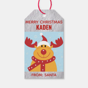 Christmas Kids Cute Cartoon Reindeer Gift Tags