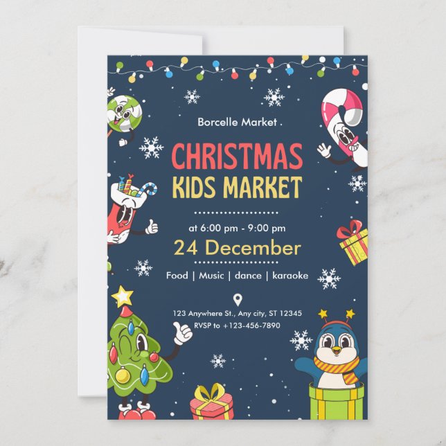Christmas Kids Market Announcement Card (Front)
