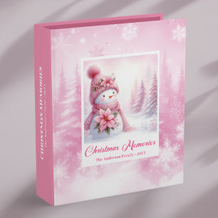 Christmas Kids Memory Album Pink Snowman Gift Idea Binder