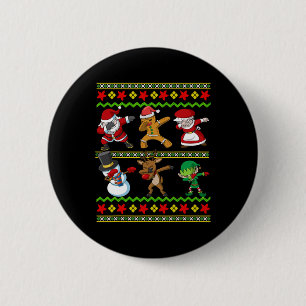 Christmas Kids Santa Claus Dabbing Squad Men Women 2 Inch Round Button