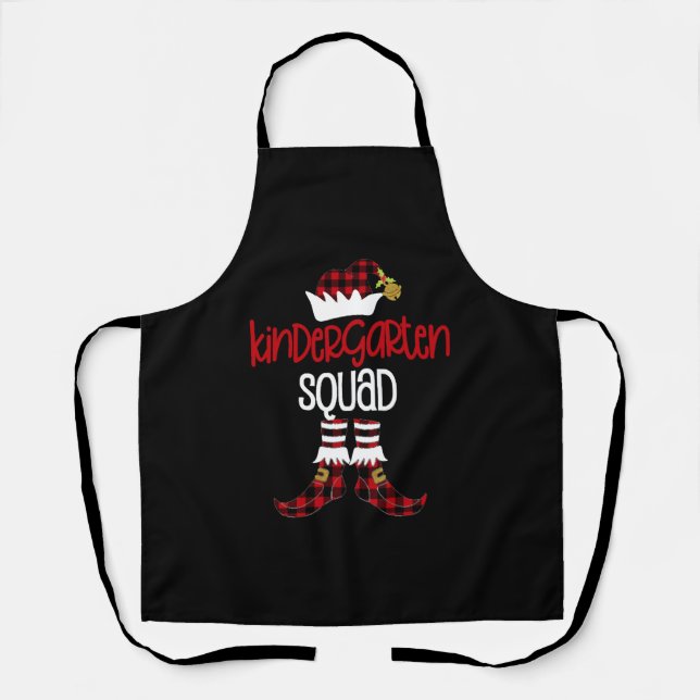 Christmas Kindergarten Squad Elf Teacher Student B Apron (Front)