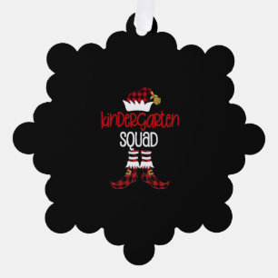 Christmas Kindergarten Squad Elf Teacher Student B Ornament Card