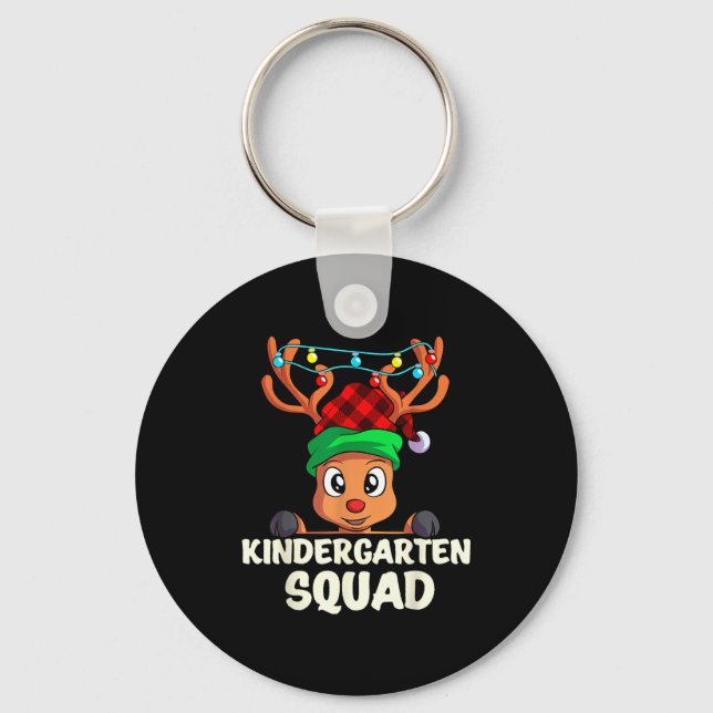 Christmas Kindergarten Squad Red Buffalo Plaid Rei Keychain (Front)