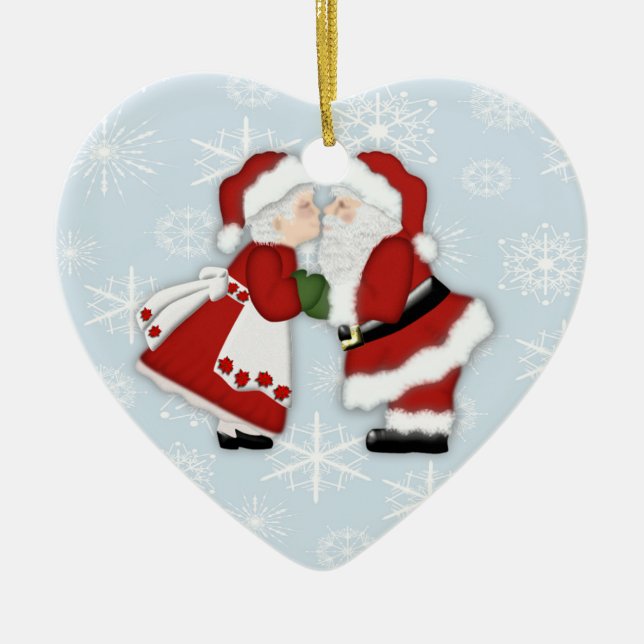 Christmas Kiss Ceramic Ornament (Front)