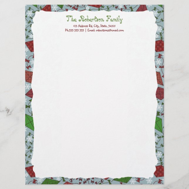 Christmas Kites, personalized letterhead (Front)