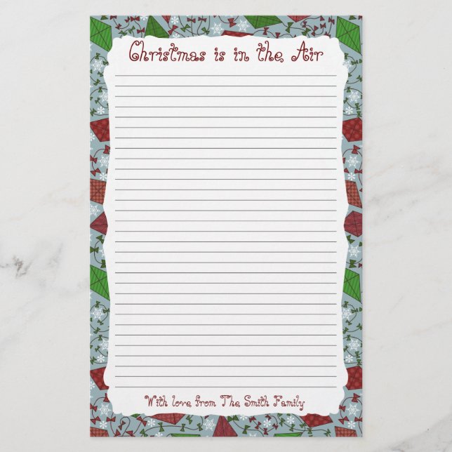 Christmas Kites, personalized stationery (Front)