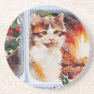 Christmas Kitten Coaster