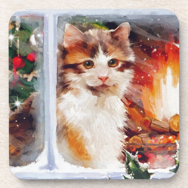 Christmas Kitten Coaster (Front)