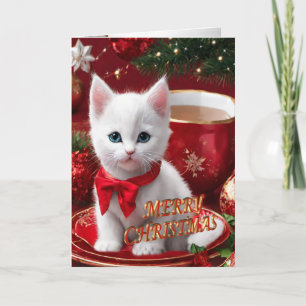Christmas Kitten dans une carte de vacances tasse 