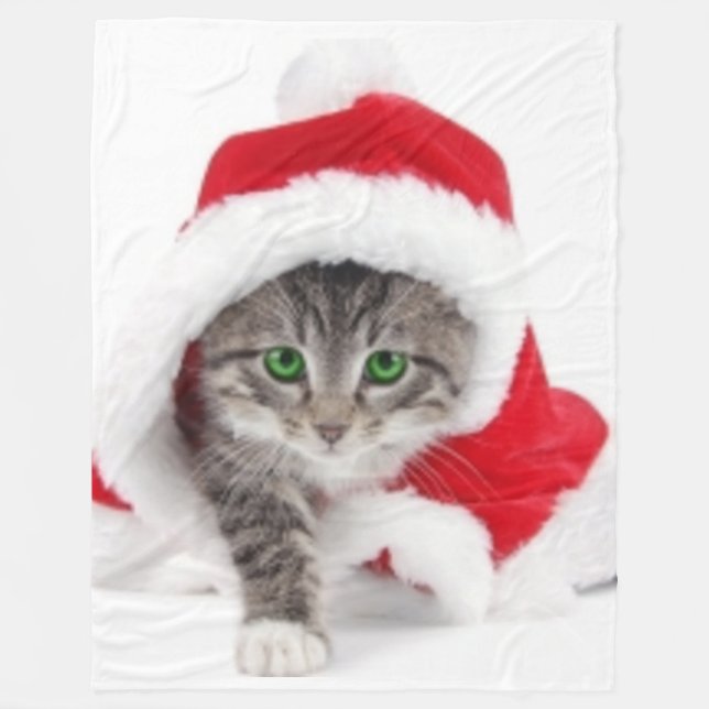 CHRISTMAS KITTEN FLEECE BLANKET (Front)