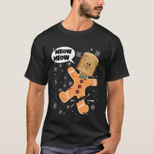 Christmas Kitten Funny Fake Meow Gingerbread Man C T-Shirt