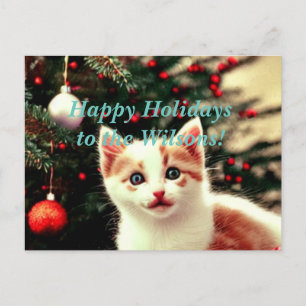 Christmas Kitten Happy Holidays Postcard