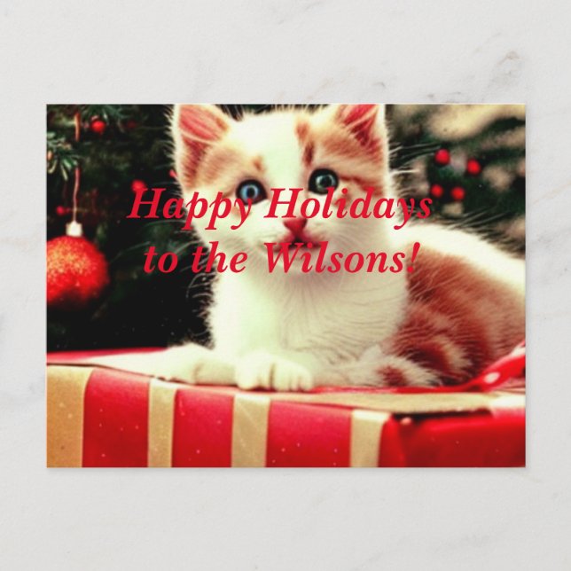 Christmas Kitten Happy Holidays Postcard (Front)