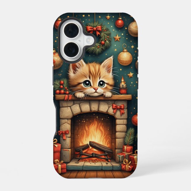 Christmas Kitten  iPhone 16 Case (Back)