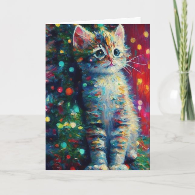 Christmas Kitten Personalized Holiday Card (Front)