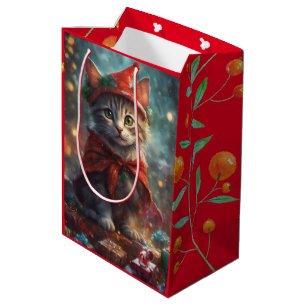 Christmas Kitten Red Petit sac cadeau